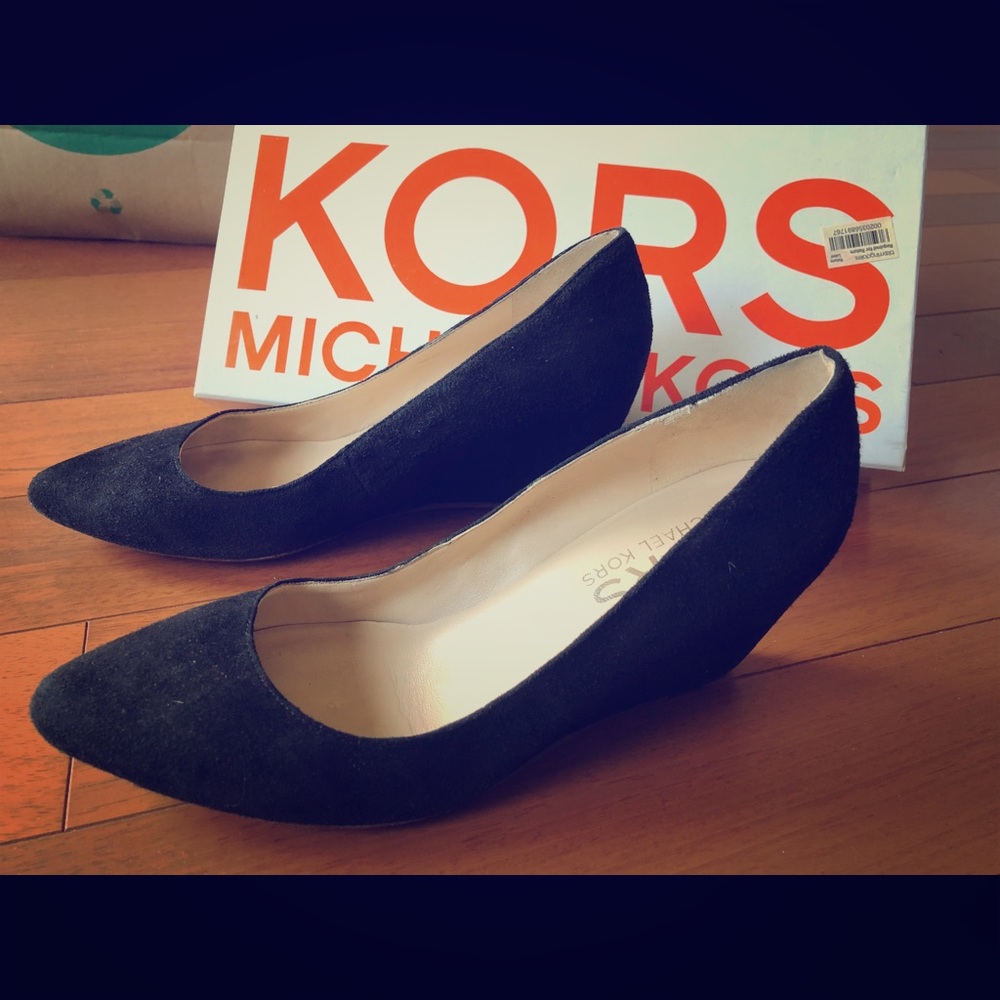 Michael Kors black suede wedge, 7.5. Gently worn